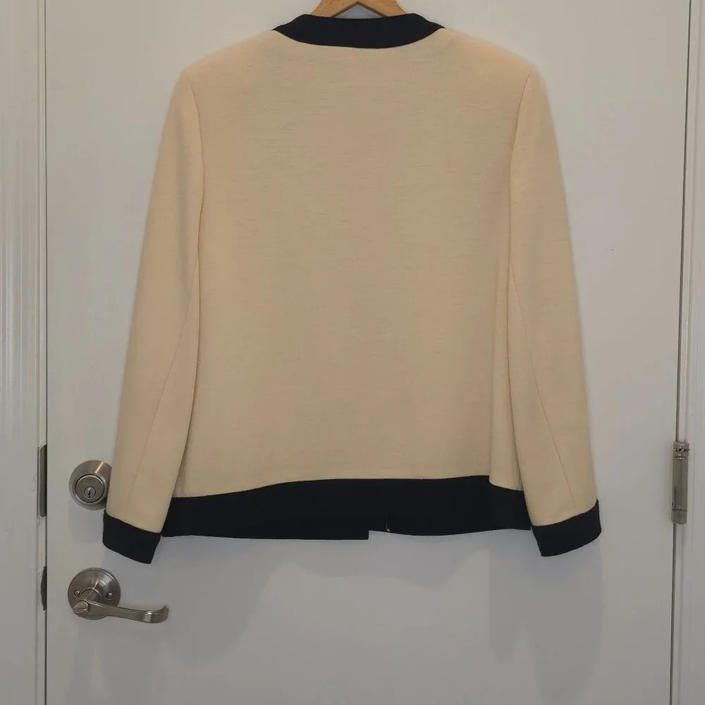 Vintage Bleyle Cream & Black Cardigan Sweater 100% Pure Wool Women's - Picture 3 of 13